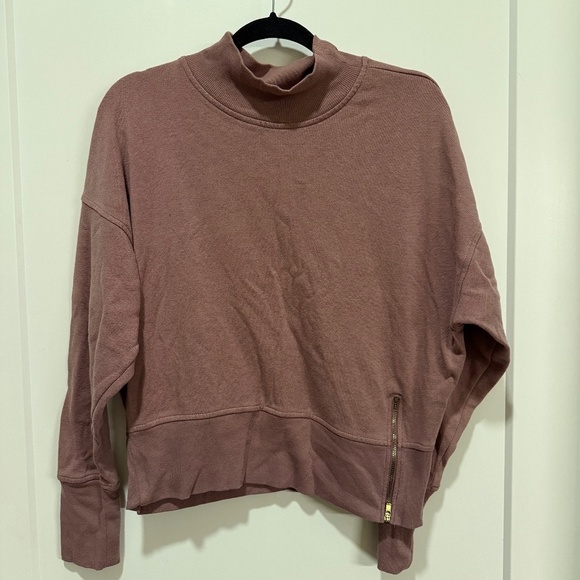 Old Navy Tops - Old Navy Mauve Mock Neck Side Zip Cozy Fleece Sweatshirt L